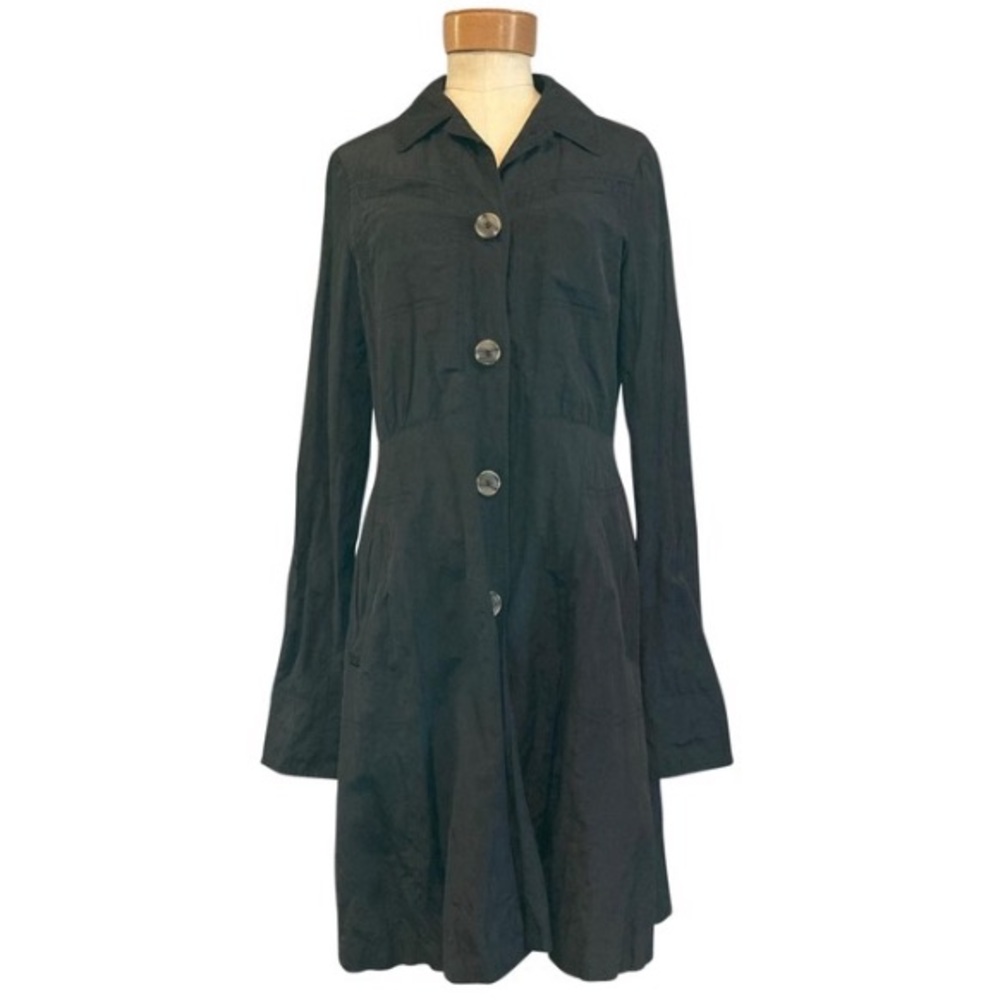 Theory Black Button Front Raincoat/Trenchcoat - image 2